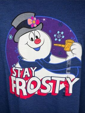 Stay Frosty Graphic T Shirt Heather Blue Holiday Christmas Party Men’s L